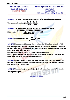 Đề thi học sinh giỏi môn Toán Lớp 9 (Đề chính thức) - Năm học 2021 -2022 - Sở giáo dục và đào tạo Hồ Chí Minh (Có đáp án)